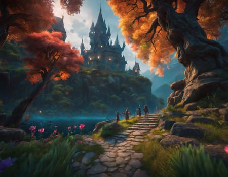 Fantasy landscape. High quality illustration
