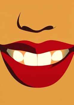woman cartoon pop girl teeth mouth symbol red illustration toothpaste open lipstick fashion make-up design black poster kiss lip background graphic. Generative AI.