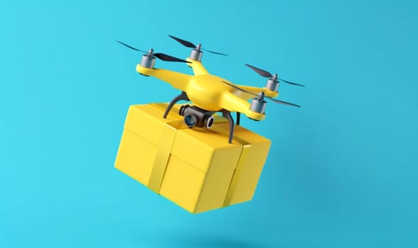 speed cargo remote air technology propeller fly future transport aircraft fast blue package delivery helicopter drone business shipping robot shipment. Generative AI.