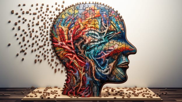 ADHD, attention deficit hyperactivity disorder, mental health, head of a man with jigsaw pieces