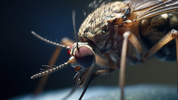 Macro detail to mosquito sucking human blood, an insects