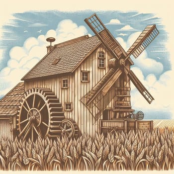 Mill buildings for grinding grain into the flour