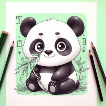 Illustration panda animal in the nature