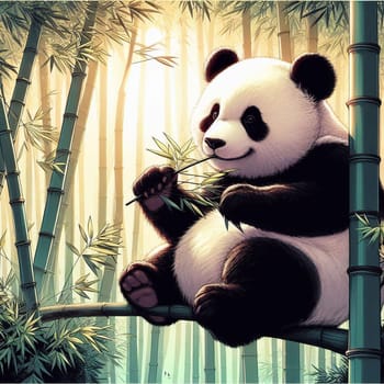 Illustration panda animal in the nature