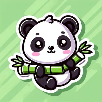 Illustration panda animal in the nature