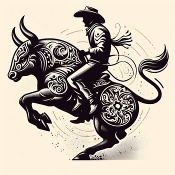 Rodeo big bull the symbol cowboy horse