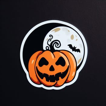 Halloween holiday of horror and night with the pumpkins and bats