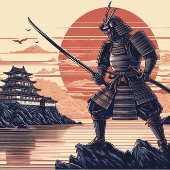 Illustration samurai the a ancient warrior