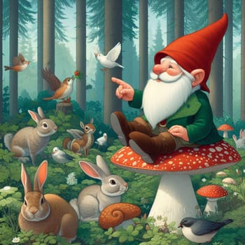 Forest gnome in the nature fairy tale