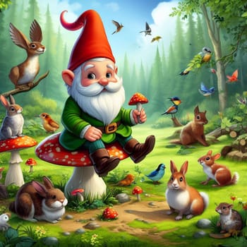 Forest gnome in the nature fairy tale