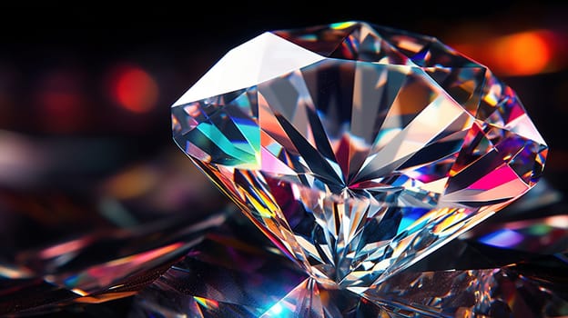 Macro detail to a clear, shiny diamond, gemstone, jewelry concept