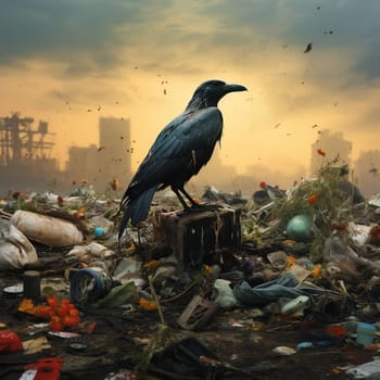 Polluted nature with kind of a garbage and polluted water, a ruined country, ecology issue