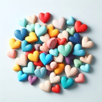 Multicolored heart shapes on a the light background