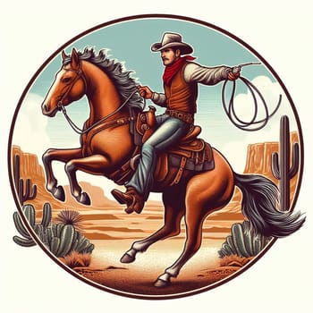 Illustration cowboy in a the wild west