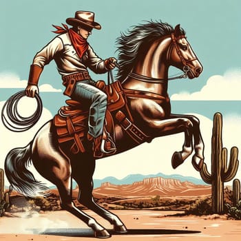 Illustration cowboy in a the wild west