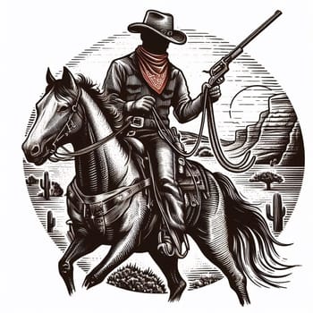 Illustration cowboy in a the wild west