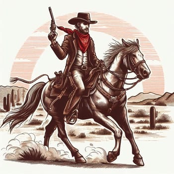 Illustration cowboy in a the wild west