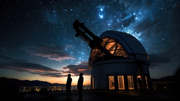 Stargazing a stars and planets through the telescope at night, an astrology concept
