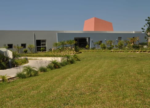 modern architecture on a hotel infrastructure with ornamental garden
