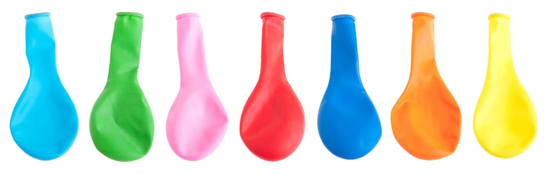 collection of inflatable flat balloons isolated on white background
