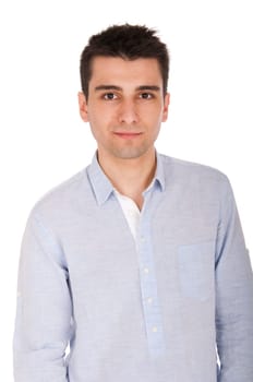 confident young casual man portrait, isolated on white background