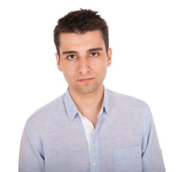 confident young casual man portrait, isolated on white background