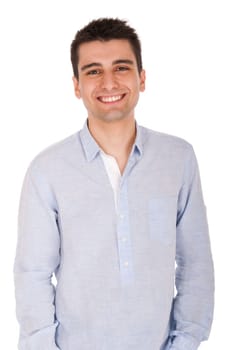 smiling young casual man portrait, isolated on white background