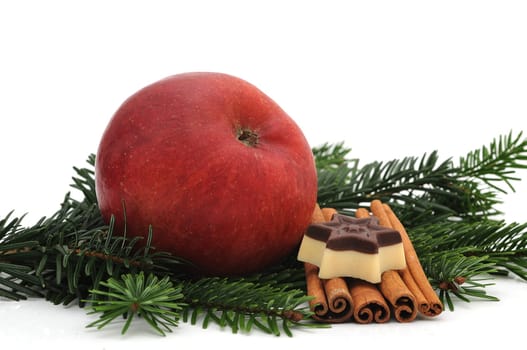 Apple and cinnamon sticks