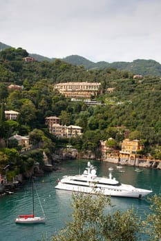 Overlooking the beautiful and famous Portofino Bay, Italy