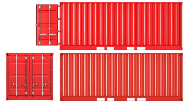 Opened and closed container isolated on white background, front and side view