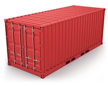 Red freight container isolated on white background