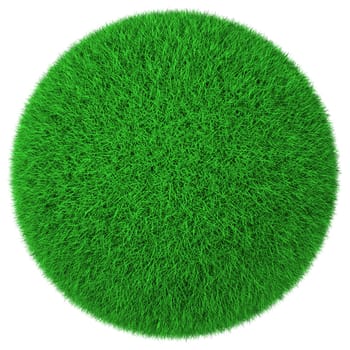 Ball made of green grass isolated on white background
