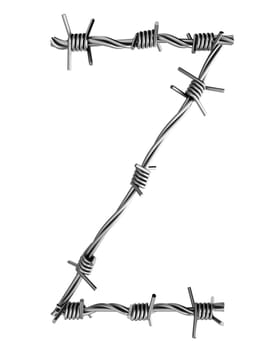 Letter Z made from barbed wire