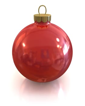 Red christmas glossy and shiny ball isolated on on white background
