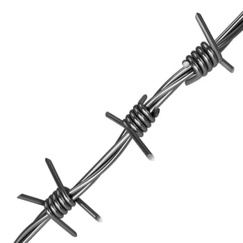 Barbed wire, corner version, isolated on white background