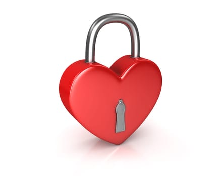 Red lock formed as heart isolated on white background
