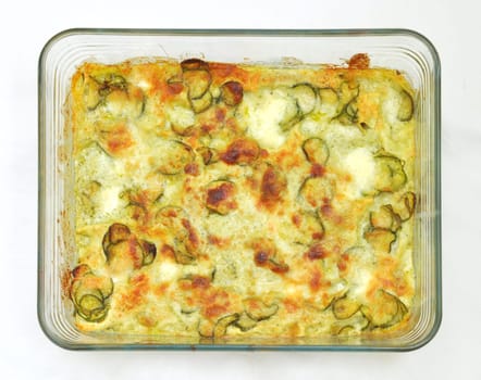 Detail of courgettes (zucchini) omelette vegetarian food