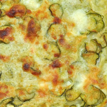 Detail of courgettes (zucchini) omelette vegetarian food