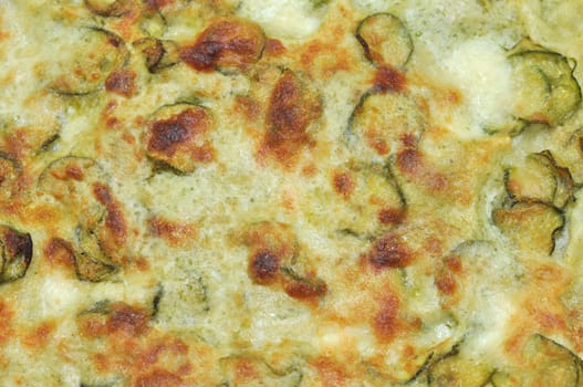 Detail of courgettes (zucchini) omelette vegetarian food