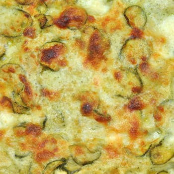 Detail of courgettes (zucchini) omelette vegetarian food