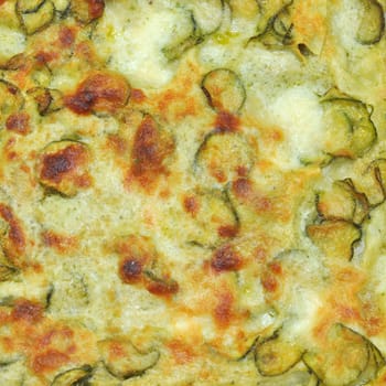 Detail of courgettes (zucchini) omelette vegetarian food