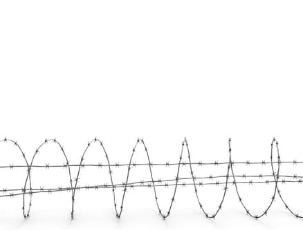 Barbed wire isolated on white background side view