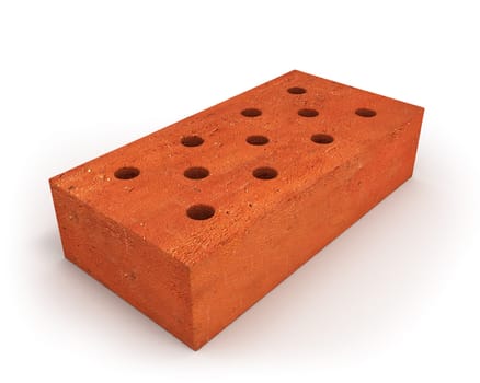 Single Orange bricks isolated on white background