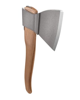 Axe with wooden handle isolated on white, vertical