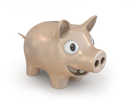 Piggy bank, diagonal view isolated on white background
