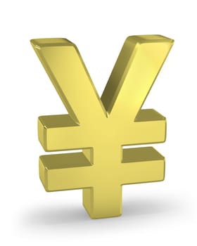 Gold yen sign isolated on white background