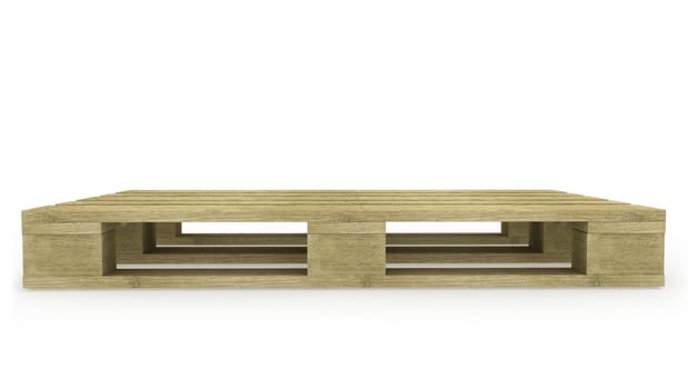 Wooden pallet side view isolated on white background