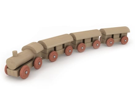 Wooden toy train isolated on white