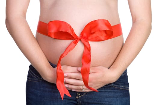 Bow around pregnant belly