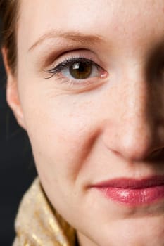 Close-up portrait of a beautiful woman. Studio shot.